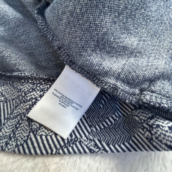 Lands' End Womens Blue Leaf Print Cotton Blend Pullover Top 2X 20W-22W Casual - Picture 4 of 9